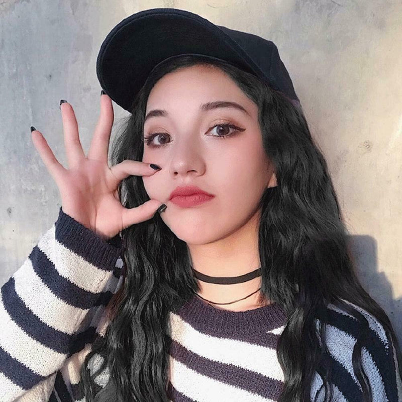 Fashion Women Long Curly Hair Full Wig Baseball Cap Hat Wigs Wavy Long Daily Wig