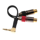 3.5mm Right Angle Male to 2x RCA Female Auxiliary Audio Connector Cable