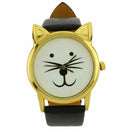 Women's Cat Beard Synthetic Leather Bracelet Wrist Watch Black J2L2