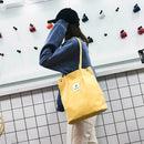 Korean Canvas Handbags Women Corduroy Shoulder Bags Shopping Totes (Yellow)