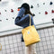 Korean Canvas Handbags Women Corduroy Shoulder Bags Shopping Totes (Yellow)
