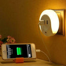 LED Night Light with Dual USB Phone Charger Light Sensor Control Wall Lamp