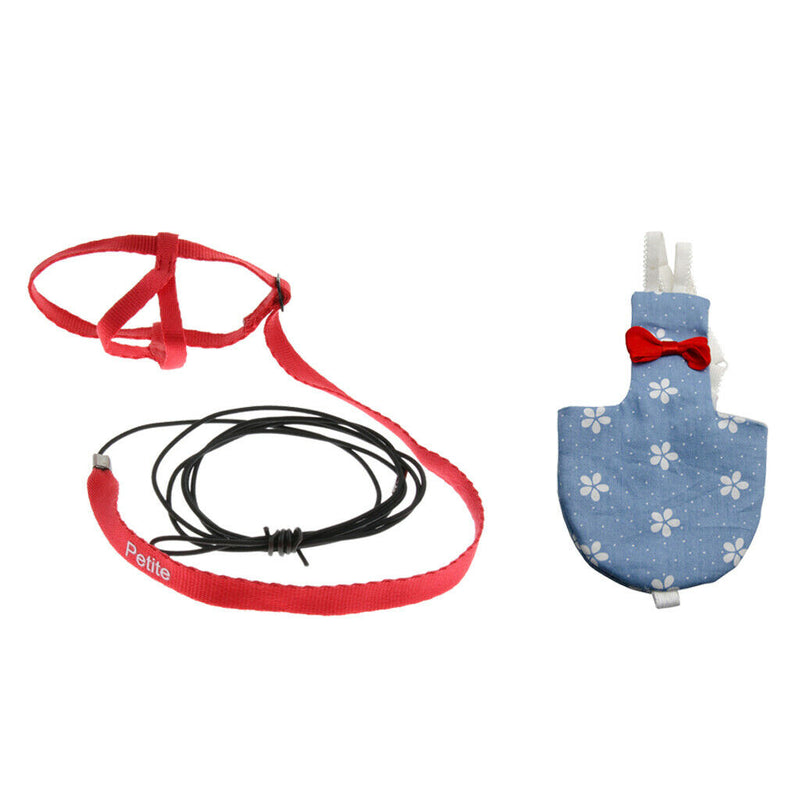 Pet Bird Parrot Outdoor Supplies - Diaper(Blue XS) & Leash Harness(Red XS)