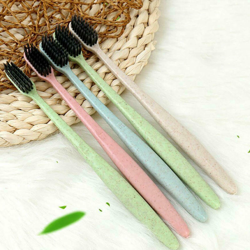 20X Wheat Straw Handle Bamboo Charcoal Soft Bristles Travel Toothbrush Ora ZUN