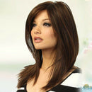Women Synthetic Hair Wig Medium Straight Wig Party Middle Part Natural Bangs Wig