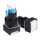 5 Pcs White Square Cap DC 12V Light 1P2T 5 Pins Push Button Switch