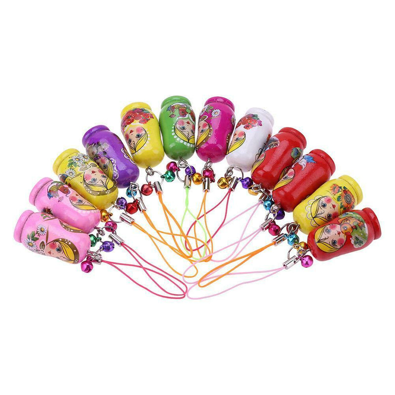 12pcs Creative Wooden Russian Matryoshka Keychain Car Handbag Ornaments