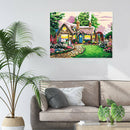 Painting By Numbers Kit DIY Village Cottage Canvas Oil Art Picture Craft
