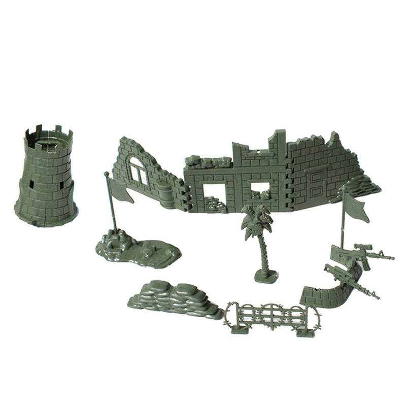 14Pcs Plastic Military Army Base of Blockhouse Sandbag Blindage Playset Arm