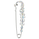 Clear Crystal Safety Pin Brooches Suit Sweater Scarves Scarf Pins Charm Jewelry