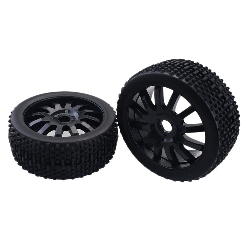2pcs 1/8 Rubebr Tire Tyres Wheel Rim for Buggy On-road Car Models Black