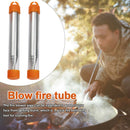 2pcs Emergency Camping Hiking Picnic Retractable Pipe Portable Blow Fire Tube