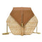 Hex-shape Straw+PU Shoulder Handbags Beach Women Top-handle Bags (Brown) A#S