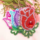 4pcs DIY Flowers Full Drill Special Shaped Diamond Painting Keychains Gifts