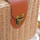 Premium Beach Rattan Bag Small Crossbody Sling Bag Square Straw Bag( Brown)
