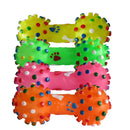 Dotted Dumbbell Shaped Dog Toys Squeeze Squeaky Faux Bone Pet Chew Toys 3C