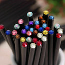 12pcs Black Pencil School Wood HB Writing Pencils With Colorful Diamond S3J1