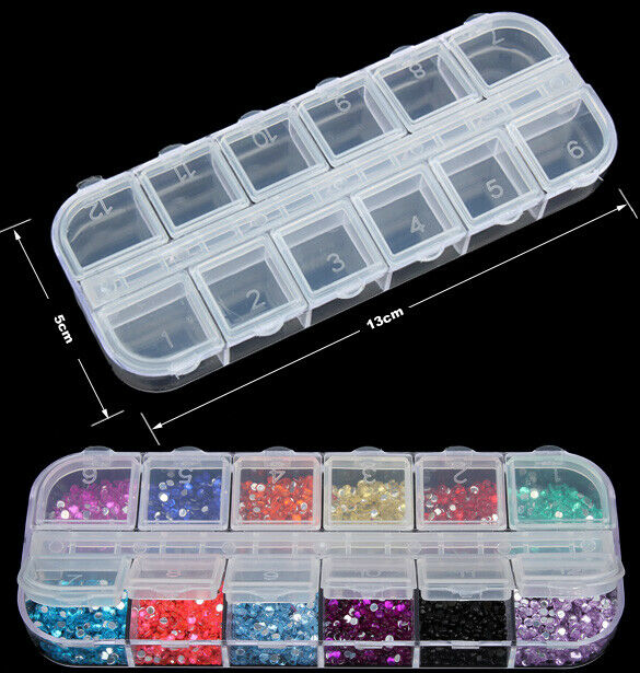 Nail Art Box Empty Divided Case Nail Tips Rhinestone Beads Gems Storage Box A