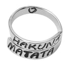 1 Pc Fashion Women Punk Heart Letter "Hakuan Matata" Open Twist Finger Ringã€ ME
