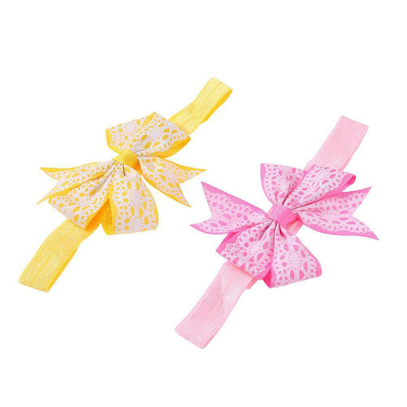 10pcs Fashion Baby Kids Print 10 Color Bowknot Princess Hairband Headband