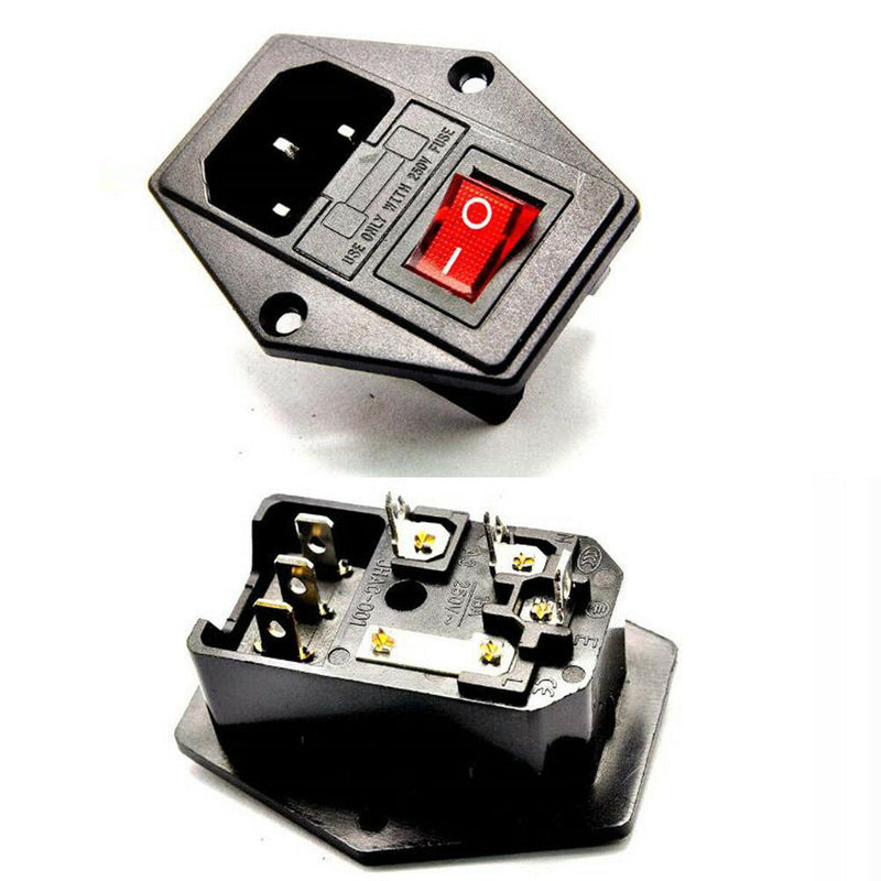 New 10A 250V Inlet Module Plug Fuse Switch Male Power Socket 3 Pin IEC320 C14
