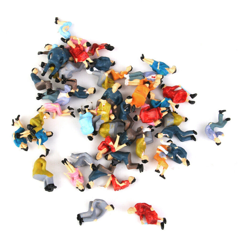 50pcs O Gauge Models Railway Painted Train Figures Seated People Scale 1:42