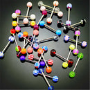 30Pcs Stainless Steel Ball Tongue Bars Rings Barbell Chic Jewelry