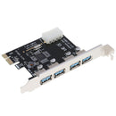 4 USB Ports PCI-E to USB 3.0 Expansion Card Adapter 5Gbps Speed for Desktop