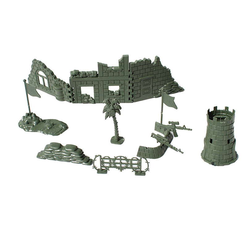 14Pcs Plastic Military Army Base of Blockhouse Sandbag Blindage Playset Arm