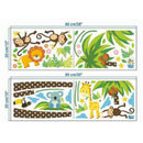 Cartoon Forest Animal Monkey Crow Koala Coconut Palm Tree Nursery Wall-Stickers