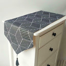 Modern Nordic Style Geometric Pattern Linen Table Runner (Black Stereo)