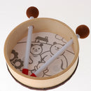 Wooden Hand Drum with Beaters, Cartoon Bear Pattern Printed for Kids Baby