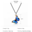 Color Butterfly Necklace Women Pendant Clavicle Chain Lovers Jewelry (Blue) A