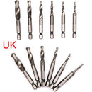 6pcs 1/4" 1/8" Hex Shank Screw Thread Tap Taper Drill Bit HSS Machine Hand Tool