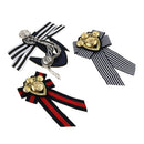 3pcs Striped Fabric Brooch Pin Necktie Pre-tied for Lady Women Shirt Decor