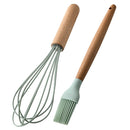 Oil Brush Egg Whisk Kitchenware Non-stick Utensils Set Natural Wooden Handle