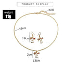 3pcs Christmas Elk Drop Earrings Crystal Pendant Necklace Women Jewelry Set