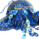 Women Belly Dance Costume Top Bra Sequin Tassel Samba Dancing Costumes Blue