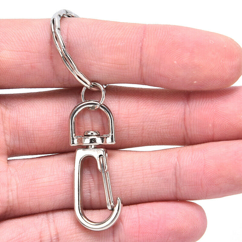 10X 25mm Keyring Ripple Lobster Clasp Keychain Short Chain Split Ring DIY F Hn