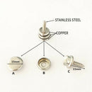 Stainless Steel Snap Fastener Canvas Screw Press Iron 62pcs Set Kit Stud Boat