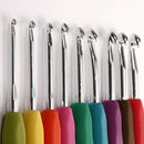 9Pcs crochet needles 2-6mm Rubber handle Multicolor