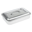 9'' Stainless Steel Instrument Tray & Lid Medical  Storage Box Case