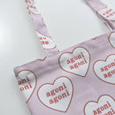 Women Canvas Handbags Tote Heart Letter Reusable Portable Shopping Shoulder Bag
