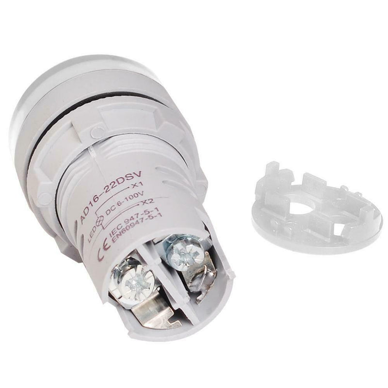 6-100V DC Digital Voltmeter Indicator LED Lamp Round Signal Light (White)