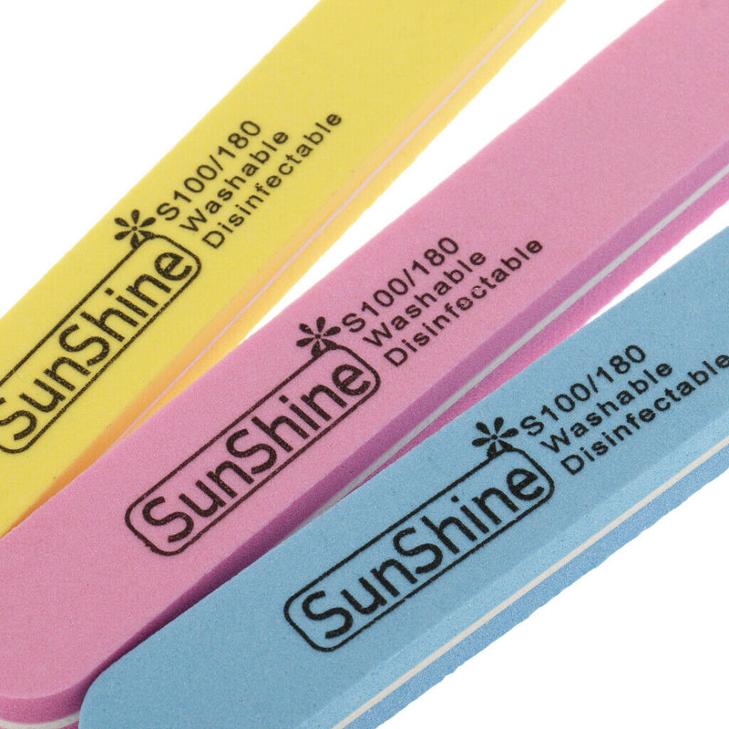 MagiDeal Sponge Nail Art Tips Buffer Files With Cuticle Pusher Set For Salon