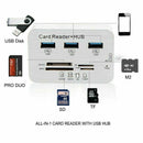 Aluminum 3 Port USB 3.0 Hub MS SD M2 TF Multi In 1 Memory Card Reader Adapter