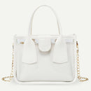 Transparent PVC Shoulder Handbag Jelly Chain Totes Composite Set (White)