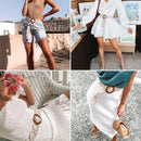 Wax Rope Knitted Belt Round Wooden Buckle Boho Women Belt Simple Harajuku S Q5G3
