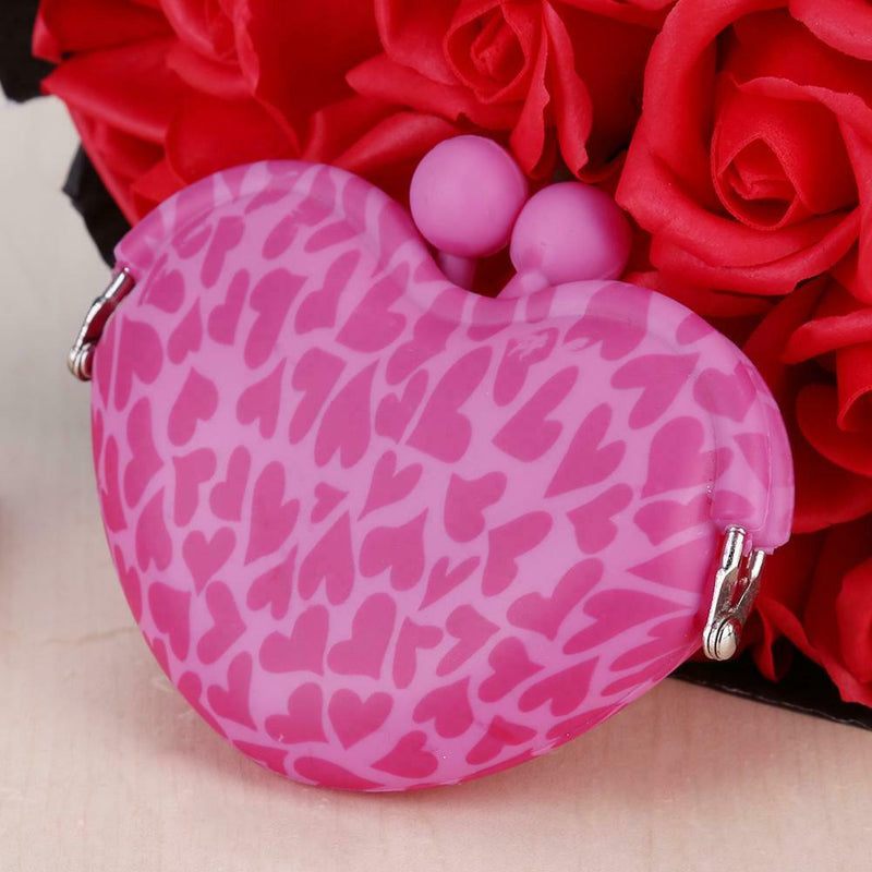 Sweet Women Girls Silicone Mini Heart Clip Key Coin Holder Purse Kids Gifts