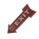 Retro Style WAY OUT Exit Art Decor Arrow Shape Cast Iron Painted Metal Plate